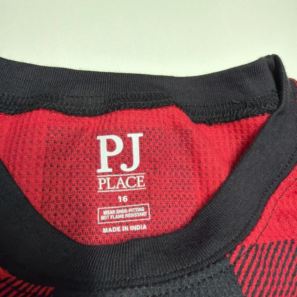 PJ Place Pajama Set 2pc Kids‎ size 16 Red Black Buffalo Check 100% Cotton